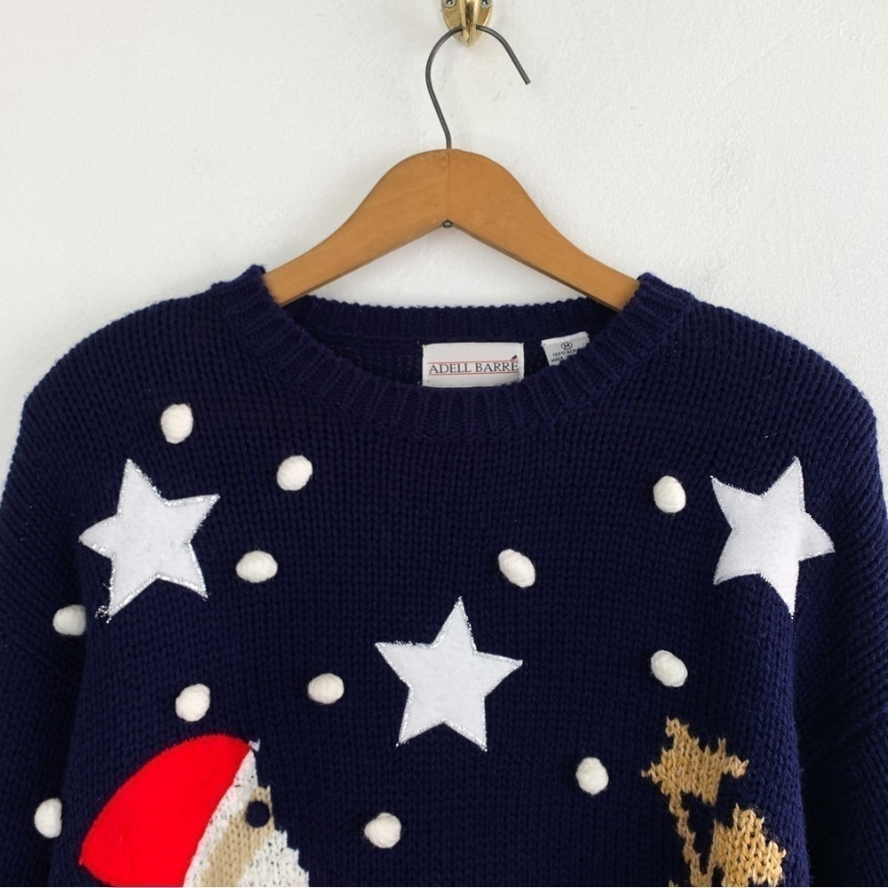 Vintage 90s Christmas Santa Holiday Crewneck Sweater Sz M - Picture 3 of 7